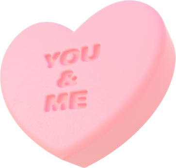 Soft 3D You and Me Heart Candy 